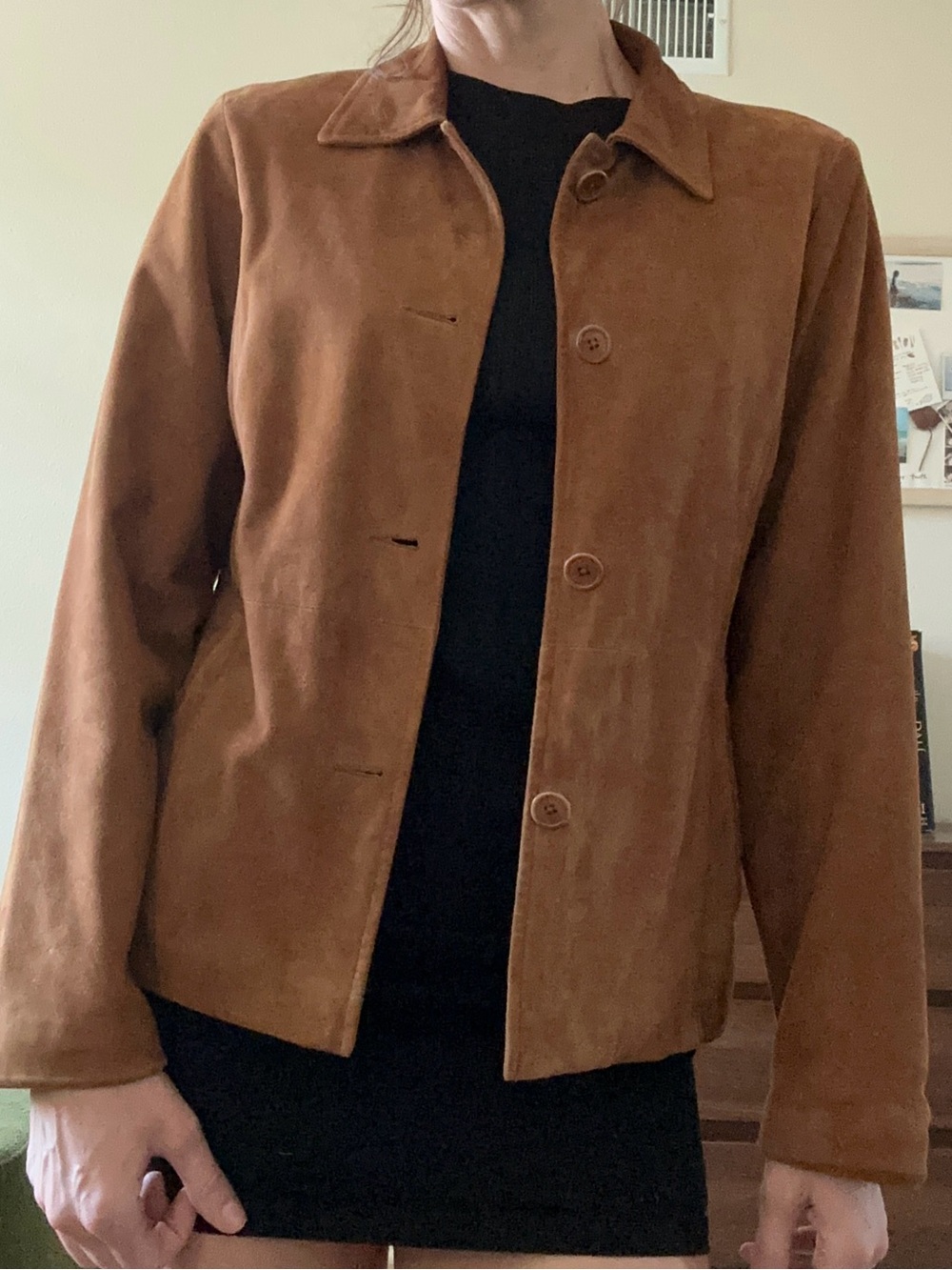 Golden Bear Cognac Brown Suede Leather Jacket Women’s S Y2K 2000s